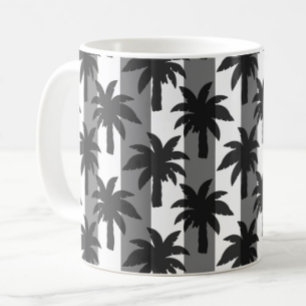 Caneca De Café Palmeiras Tropicais Brancas cinza