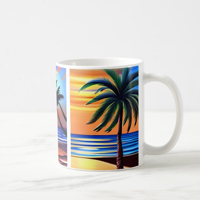 Caneca De Café Palmeiras tropicais e oceanos coloridos (Direita)