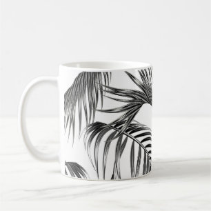 Caneca De Café Palmeiras tropicais folhas da floresta floral sem