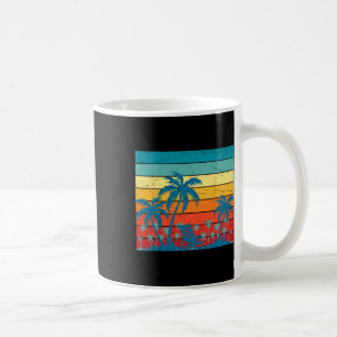 Caneca De Café Palmeiras Tropicais Retro E Verão De Praia Sunset