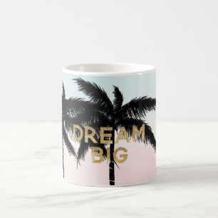 Caneca De Café Palmeiras Tropicais Rosa Hortelã Ombre dourado son