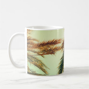 Caneca De Café Palmeiras, Vintage Toned Sky.