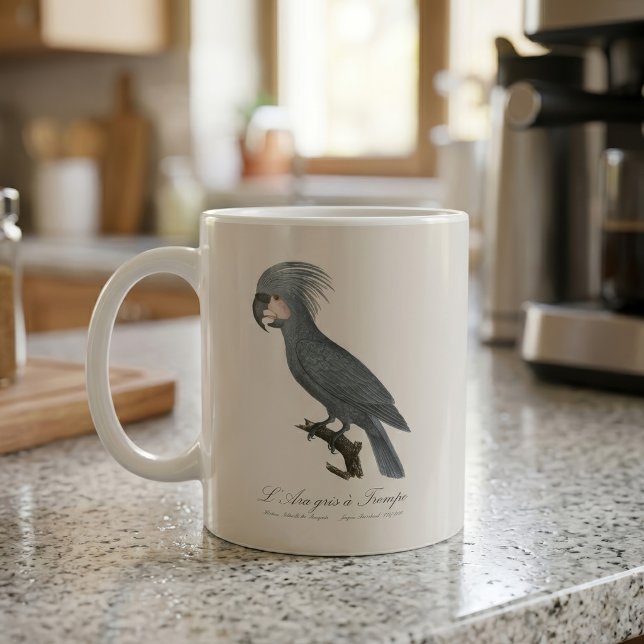 Caneca De Café Palmito-preto, Probosciger aterrimus (Great Black Palm Cockatoo, Probosciger aterrimus. Coffee Mug)