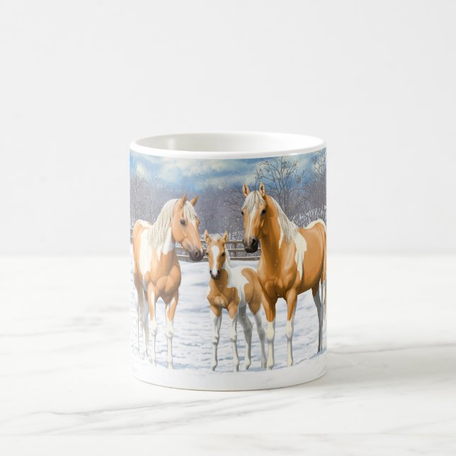 Caneca De Café Palomino Pinto Pintar Cavalos Quarto Na Neve (Centro)