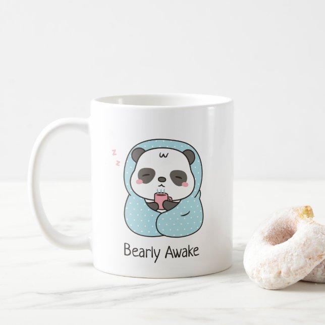 Caneca De Café Panda Bonita Com Banho Acordado (Com Donut)