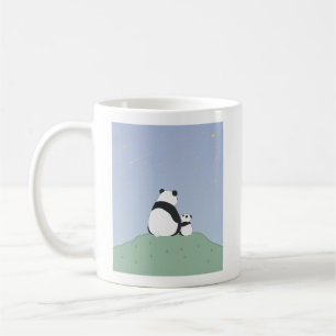 Caneca De Café Panda Bonita Sob Estrelas