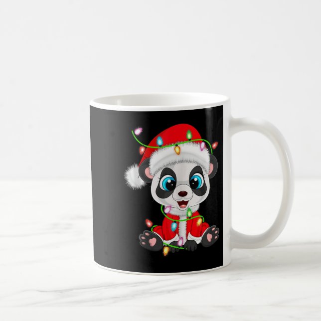 Caneca De Café Panda Christmas Lights Santa Costume Cute Animal X (Direita)