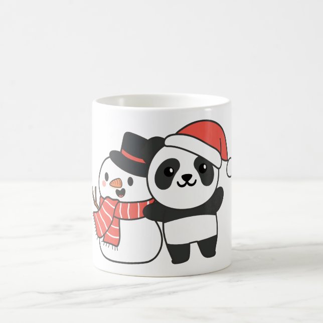 Caneca De Café Panda Com Snowman No Inverno Para O Natal (Centro)