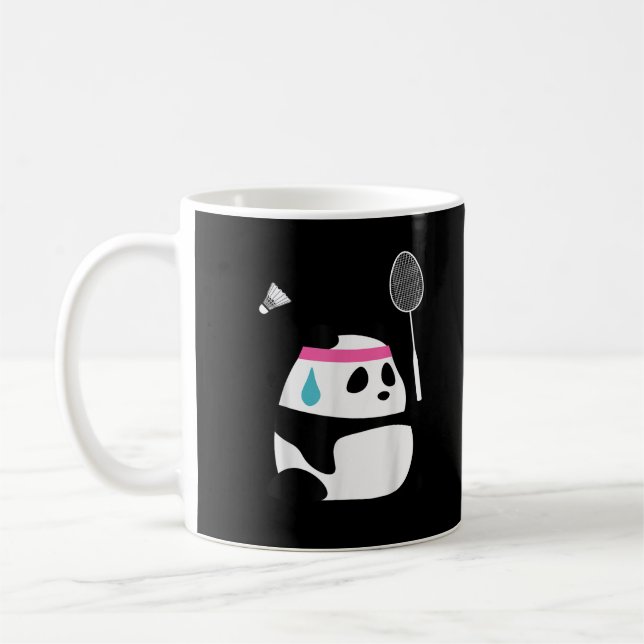 Caneca De Café Panda de badminton exausto engraçado fofo (Esquerda)