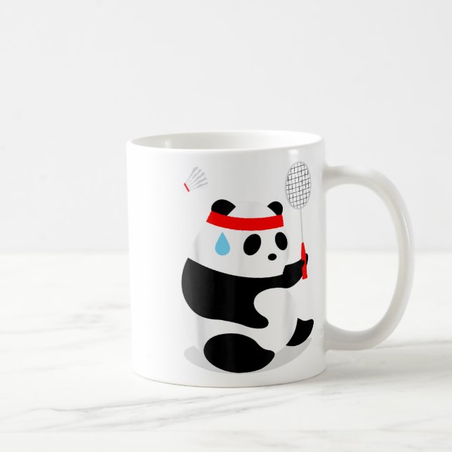 Caneca De Café Panda de Badminton Suando Perdido  (Direita)