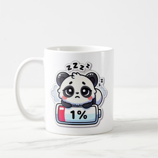 Caneca De Café Panda de Bateria Baixa - Design de Cabelo Cento Ch (Esquerda)