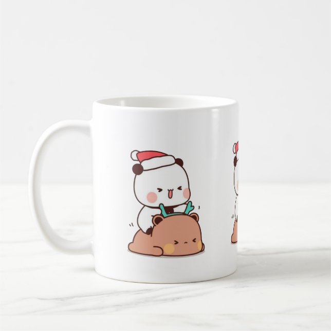 Caneca De Café Panda E Casal Do Urso Brownie, Feliz Natal (Esquerda)