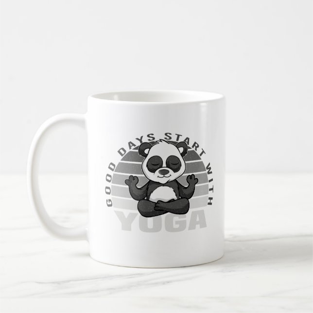 Caneca De Café Panda engraçada fazendo ioga. poses engraçadas de  (Esquerda)