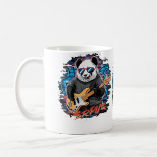Caneca De Café Panda Fofo Tocando Baixo Animal Tocando Violão