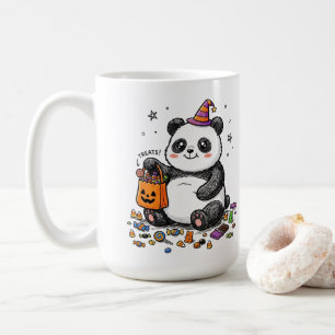 Caneca De Café Panda Gordinho de Halloween com Barriga de Doce & 