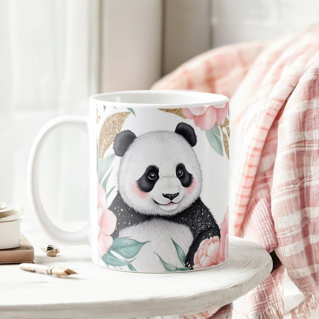 Caneca De Café Panda Personalizada com Quadro Floral (Criador carregado)