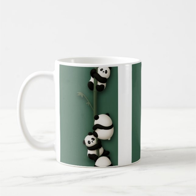 Caneca De Café Panda Pile-Up Bamboo Balance The Panda Ladder Clim (Esquerda)