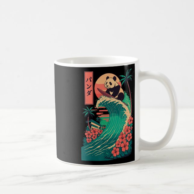 Caneca De Café Panda Surfando Japonês _2  (Direita)