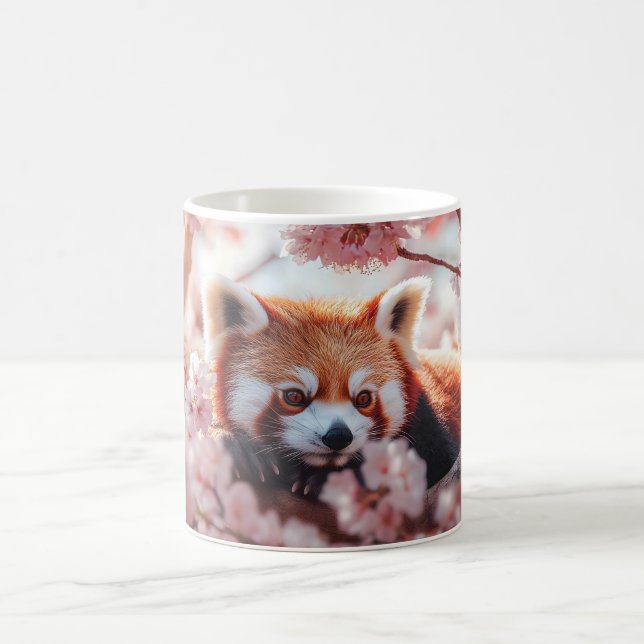 Caneca De Café Panda Vermelha Entre Blossomas De Cereja (Centro)
