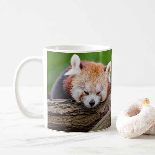 Caneca De Café Panda vermelha sonolento (Com Donut)