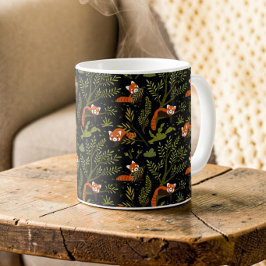 Caneca De Café Panda Vermelho Botânico Escuro Floresta Sombria