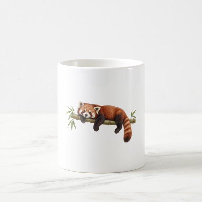 Caneca De Café Panda Vermelho Descansando no Bambu (Centro)