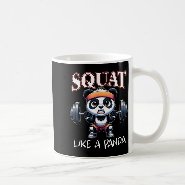 Caneca De Café Panda Weightlifting Fitness Funny Gym Quote Squat  (Direita)