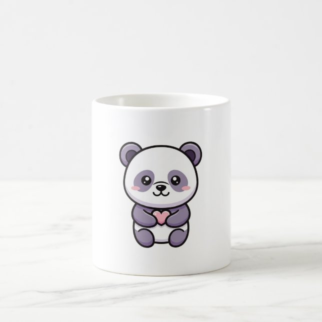 Caneca De Café Panda with Heart – Cute Whimsical Illustration (Centro)