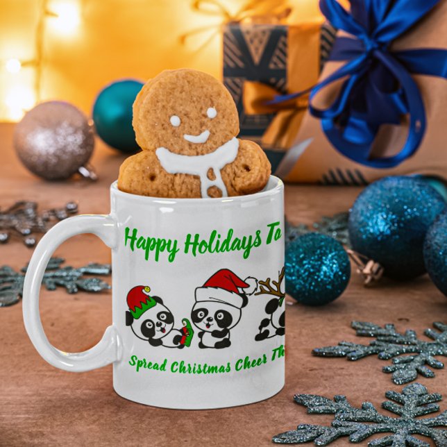 Caneca De Café Pandas de Natal Personalizadas (Criador carregado)