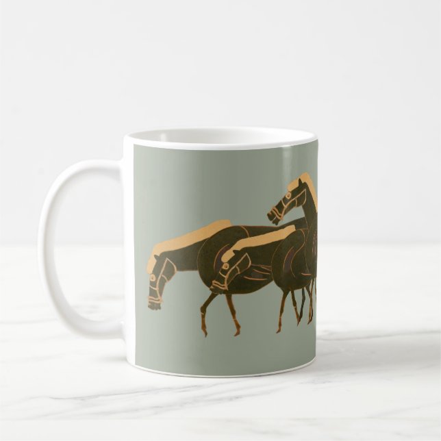 Caneca De Café Panóplia - cavalos de vaso do grego clássico que (Esquerda)