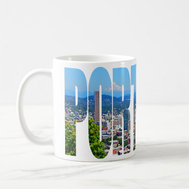 Caneca de café panorâmico da skyline de Portland (Esquerda)