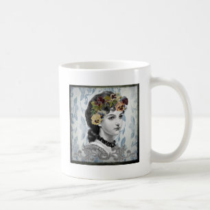 Caneca De Café Pansias da Mulher Vitoriana no Tapeçaria