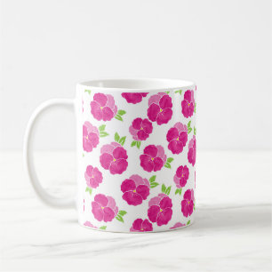 Caneca De Café Pansias de Aquarela Rosa Magenta