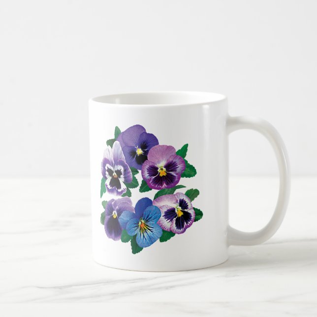 Caneca De Café Pansies do roxo do círculo (Direita)