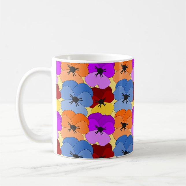 Caneca De Café Pansy Collage (Esquerda)