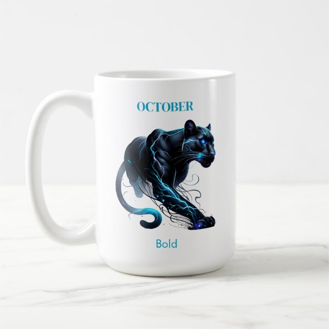 Caneca De Café Pantera Animal Espirituosa Mês de Nascimento de Ou (Esquerda)