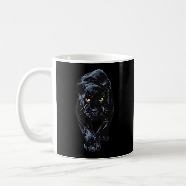 Caneca De Café Pantera Negra Caminhando Por Leopardo Animal Jagua (Esquerda)