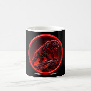Caneca De Café Pantera Negra Vulcânica Posada Em Rocha Brilhante