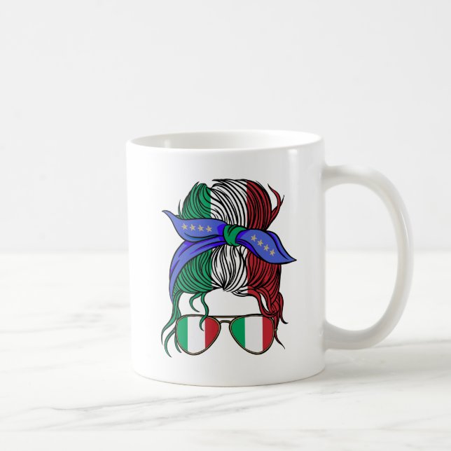 Caneca De Café Pão bagunçado com bandeira italiana (Direita)