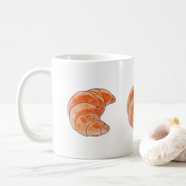Caneca De Café pão croissant castanho (Com Donut)