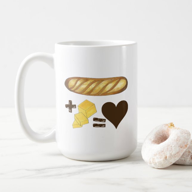 Caneca De Café Pão de emparelhamento clássico de Comida + Manteig (Com Donut)