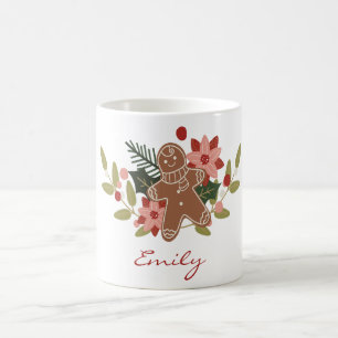 Caneca De Café Pão-de-gengala-floral Personalizado Natal
