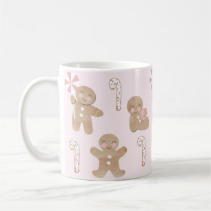 Caneca De Café Pão de Gengibre de Natal Rosa