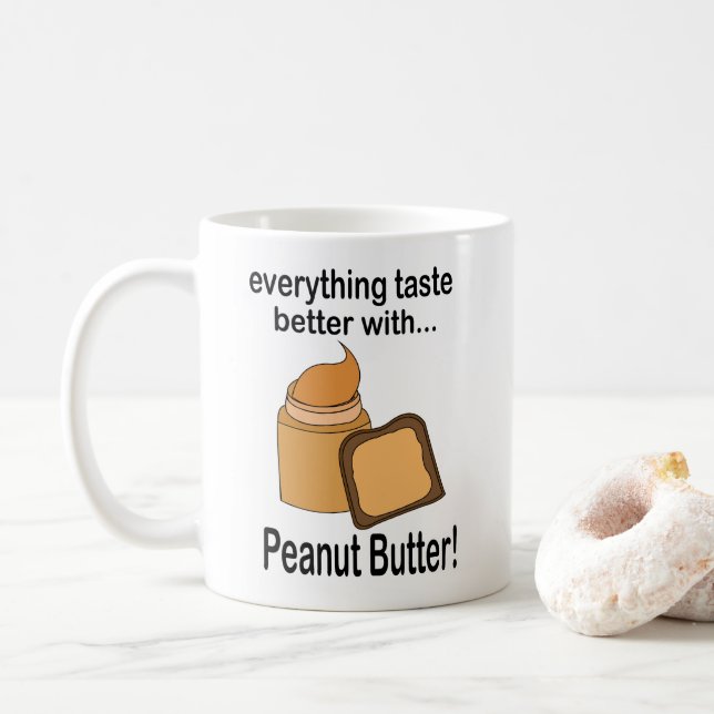 Caneca De Café Pão de Manteiga de Amendoim Comida Fofa  (Com Donut)