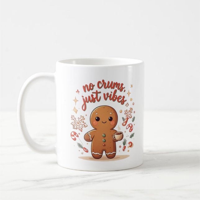 Caneca De Café Pão de Mel Sem Migalhas Só Vibes Fofo Natal (Esquerda)