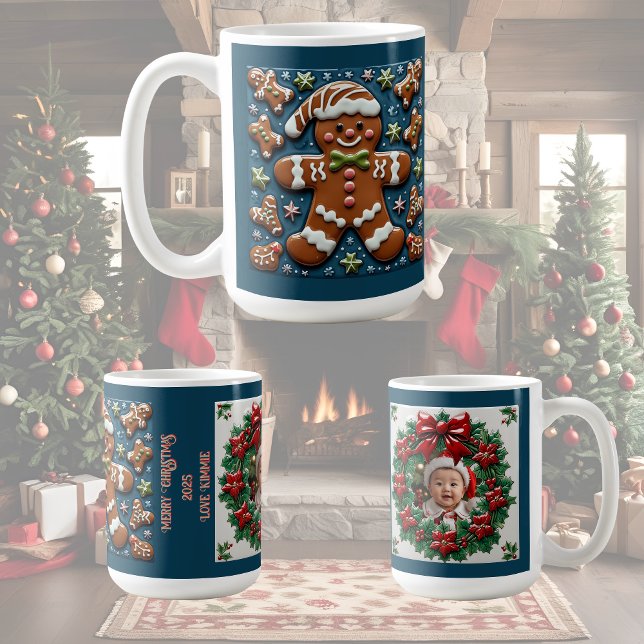 Caneca De Café Pão de Neve Natal Personalizável (Criador carregado)
