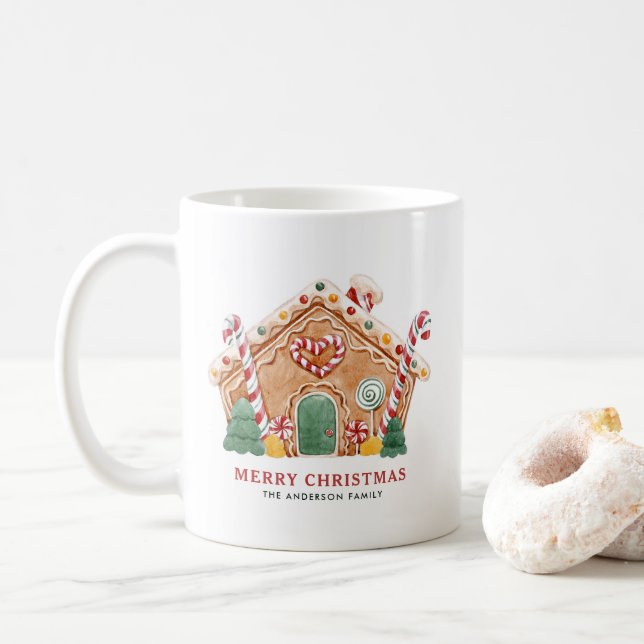 Caneca De Café Pão-de-Pão Festivo Aquarela Natal (Com Donut)