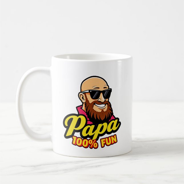 Caneca De Café Papa 100% fun  (Esquerda)