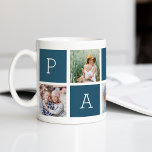 Caneca De Café Papá | Avô 5 Colagem de Fotografias<br><div class="desc">Crie um doce guardião para um querido avô neste Dia de os pais ou Dia dos Avós com este simples design que apresenta cinco das suas fotografias favoritas do quadrado ou do Instagram, organizadas num esquema de colagem com quadrados alternados em azul escuro, soletrando "Papa" com uma mensagem personalizada no...</div>