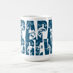 Caneca De Café Papa Brew Tipo de Letra Personalizada de Pesca